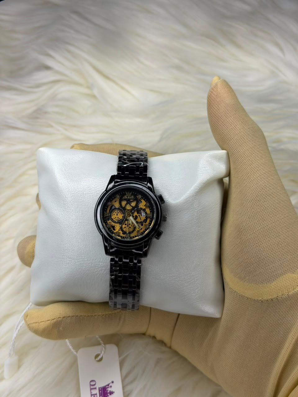 olevs 1245 full black ladies watch