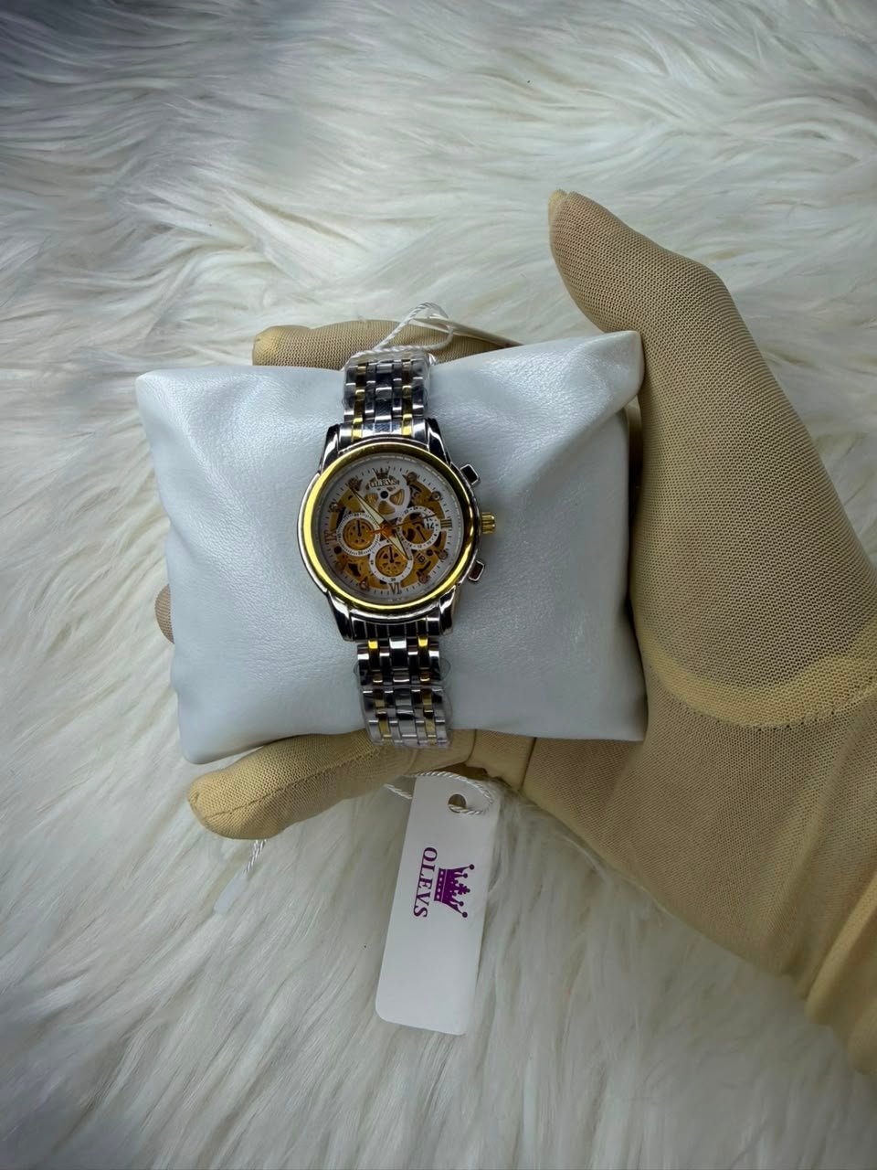olevs silver white ladies watch
